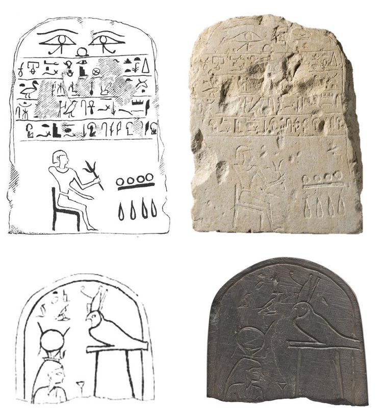 Two ancient Egyptian stone slabs with