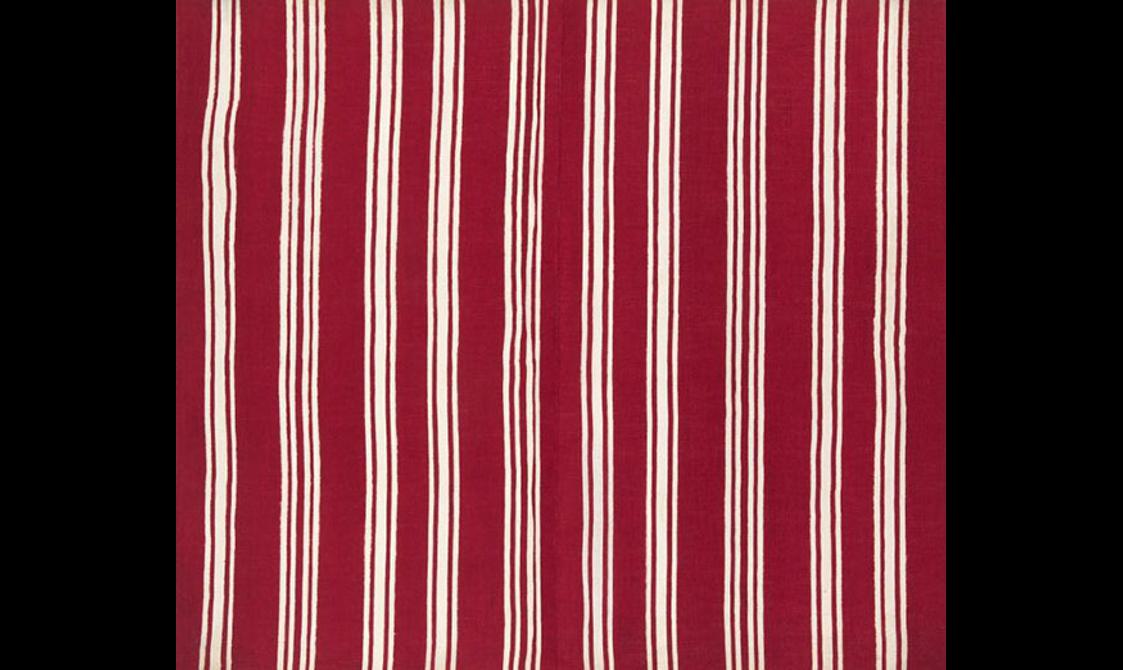 Ten sections of white stripes set against red background