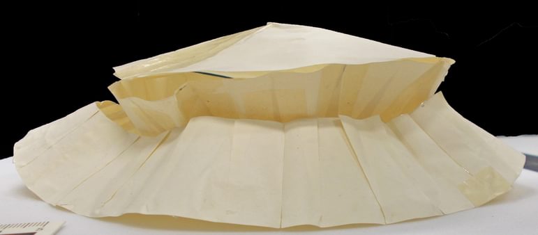 Paper mock up of Bronze Age horse-hair hat.