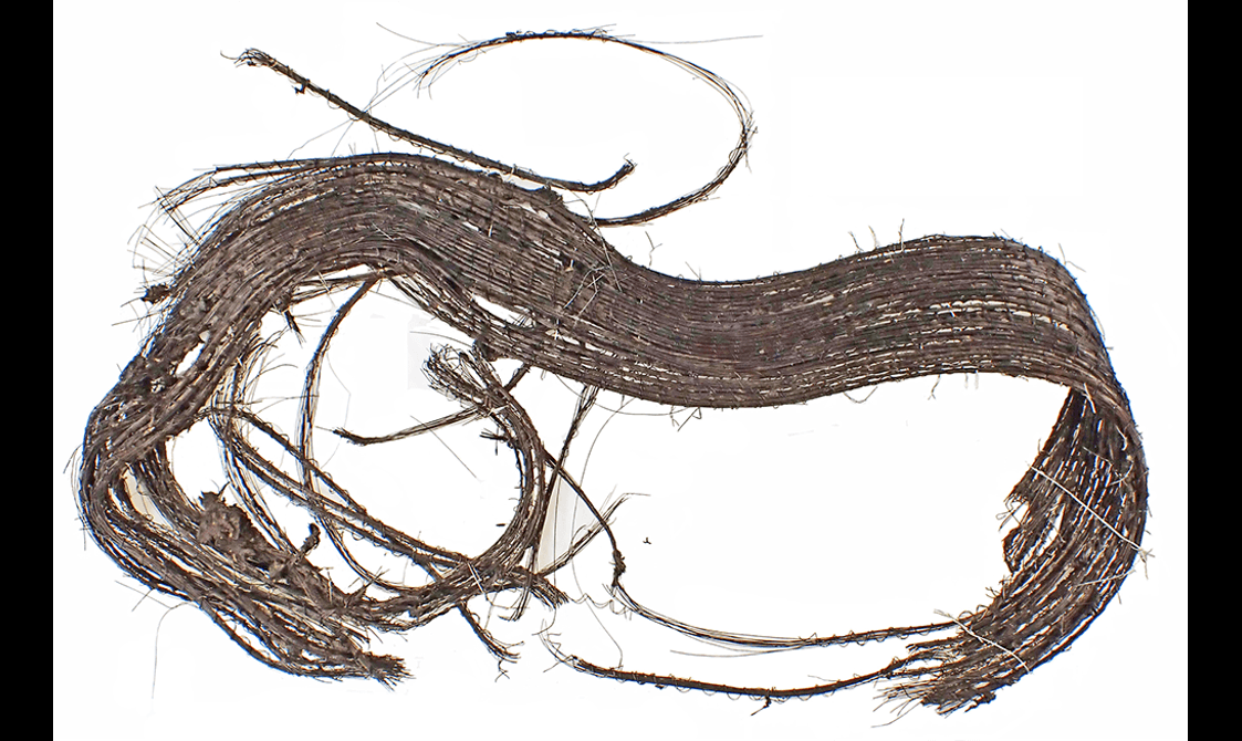 High definition scan of upper brim, double bound of Bronze Age horse hair hat