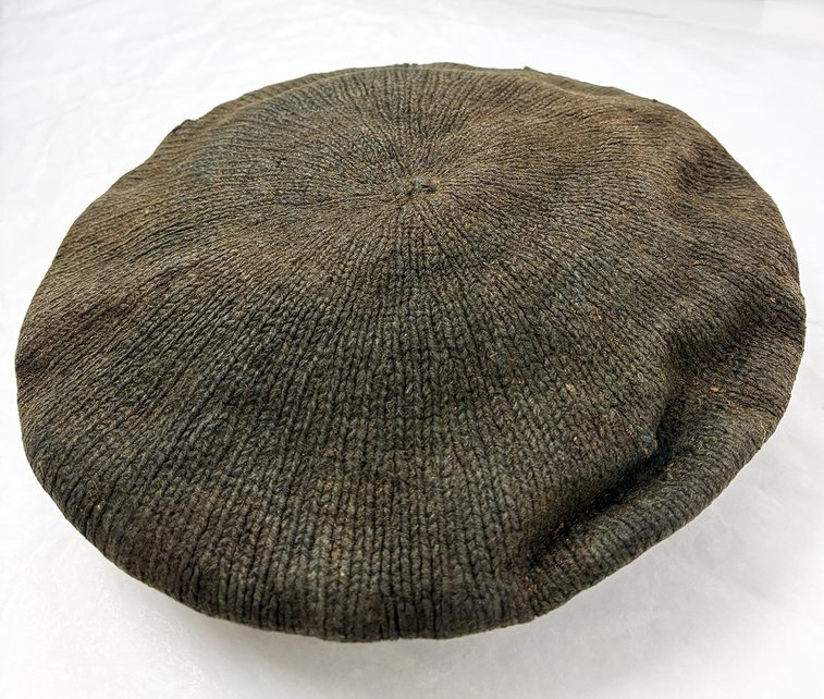 18th century knitted brown man's bonnet.