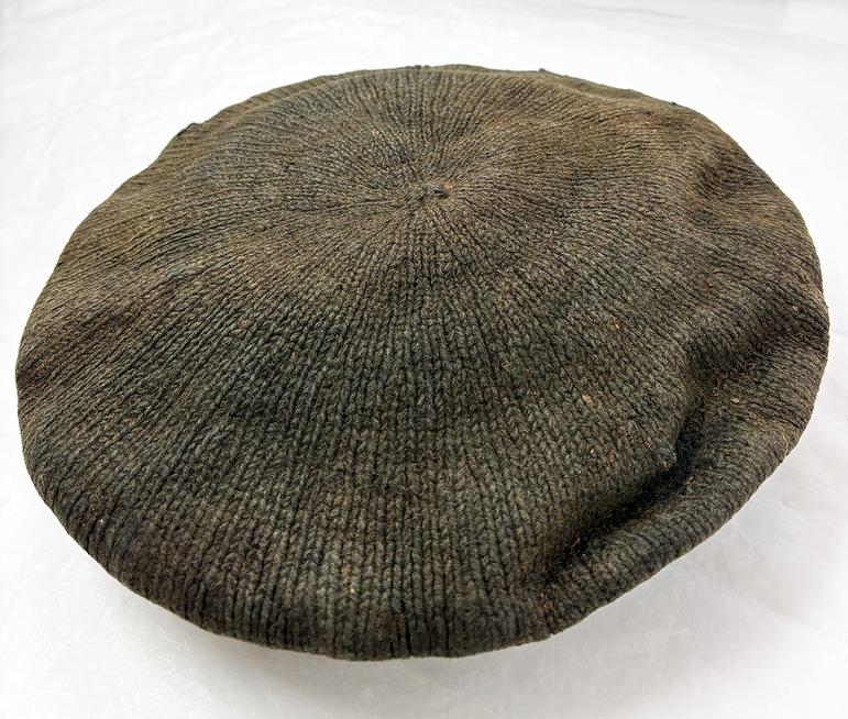 18th century knitted brown man's bonnet.