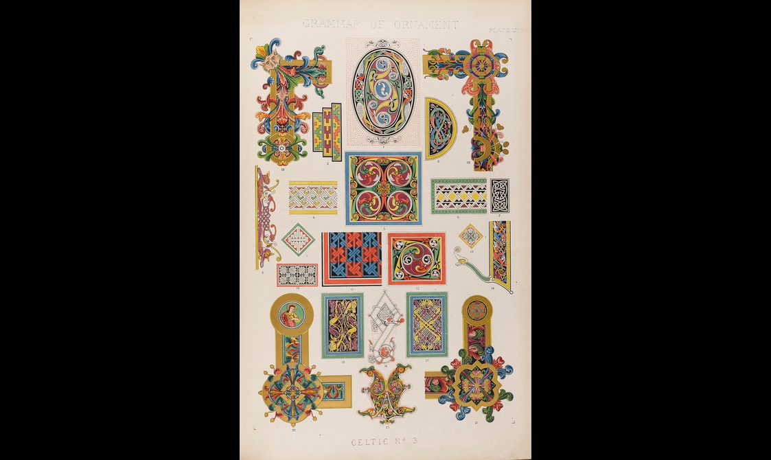 A page with decorative Celtic illustrations.
