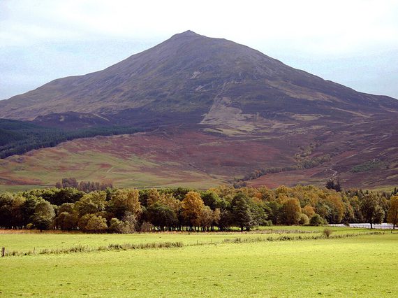 Schiehallion viewed across the River Tay, with its characteristic symmetry.
