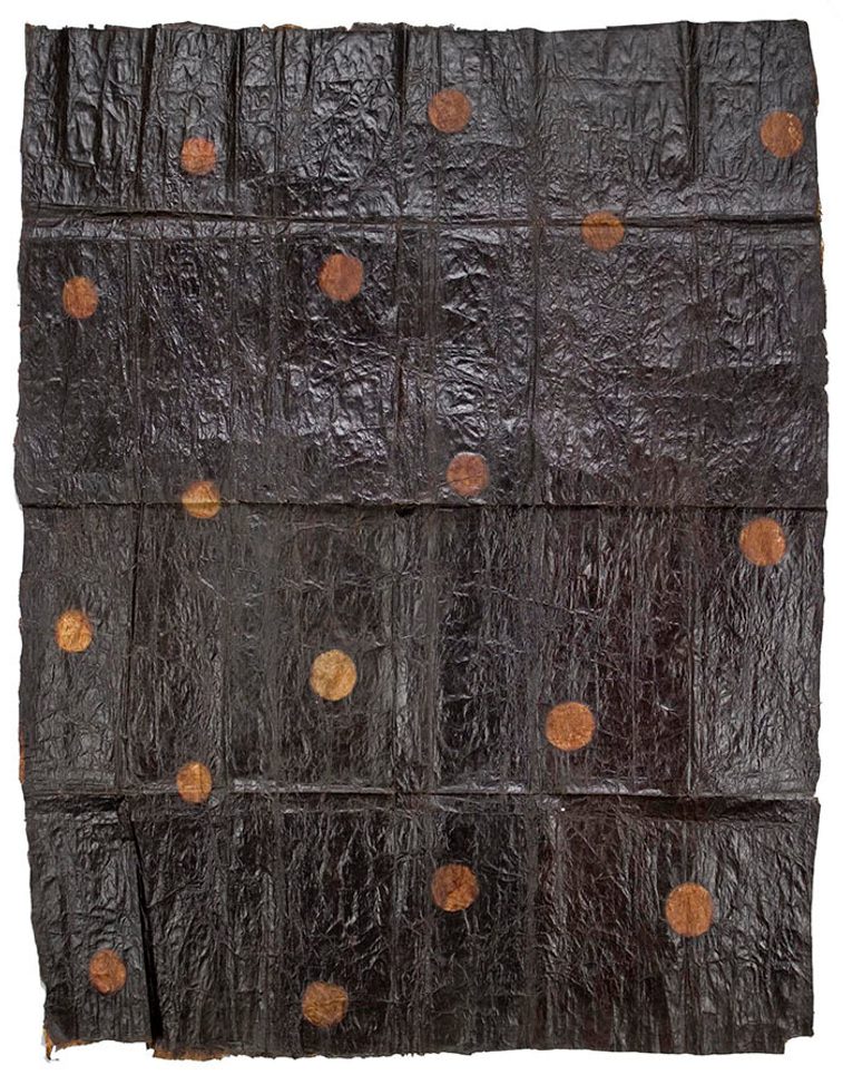 Piece of barkcloth fabric with spotted design