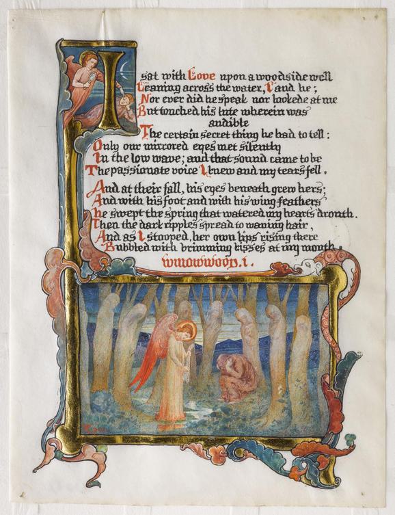 An illustrated manuscript page of a sonnet