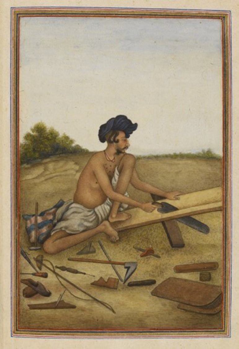 An illustration of a person doing woodwork