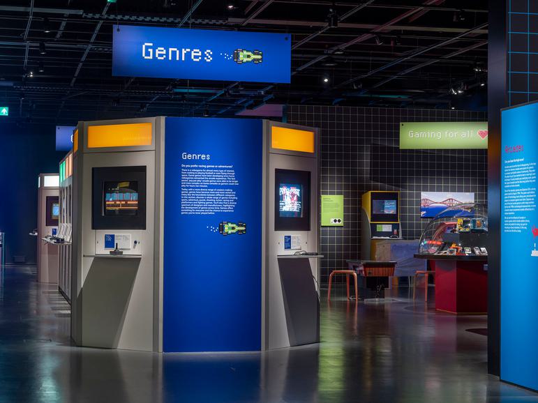 A view of the Game On gallery. In focus are two computer games, under a title banner that says 'Genres'.