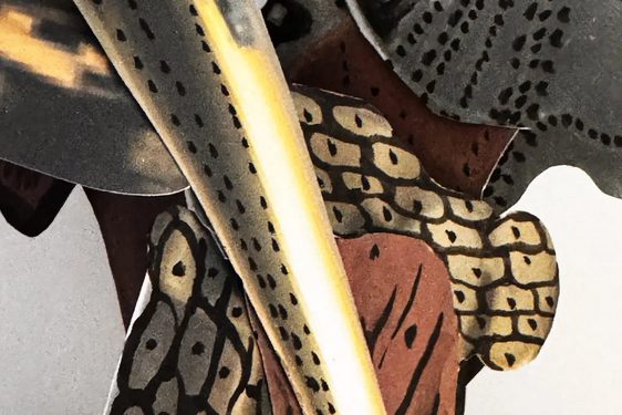 A close-up of painted organic shapes in different shades of brown