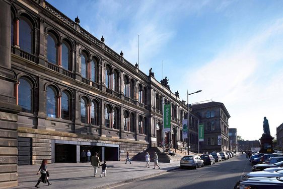 View of the National Museum of Scotland building on Chambers Street in Edinburgh.