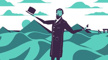 An animated drawing of Alexander Rhind.