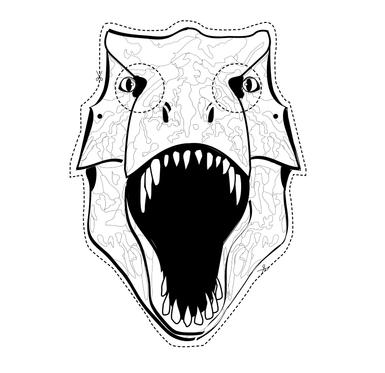 Illustration of a cut out dinosaur mask