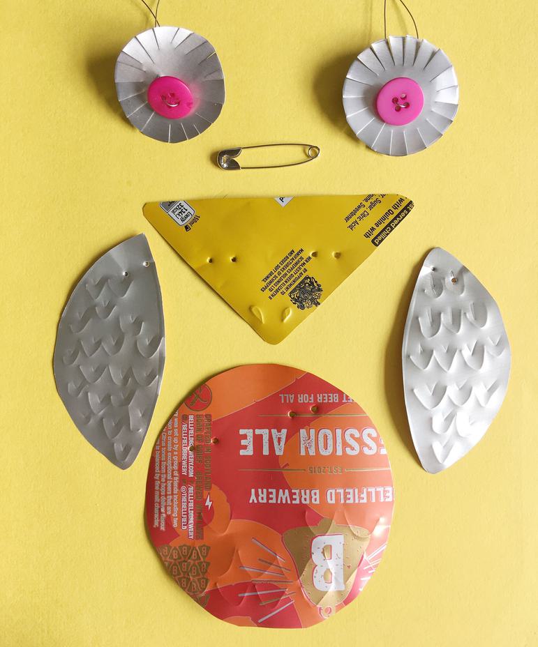 Materials required to create an owl badge