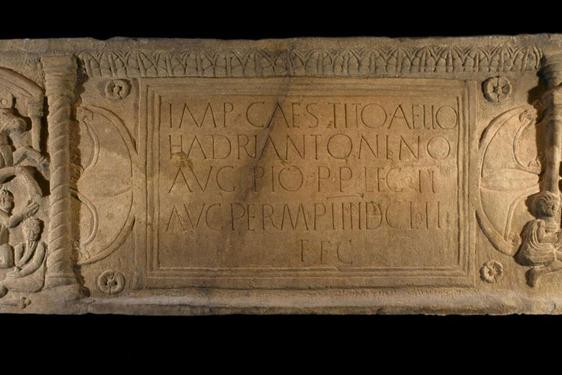 An image of the commemorative stone from the antonine wall.